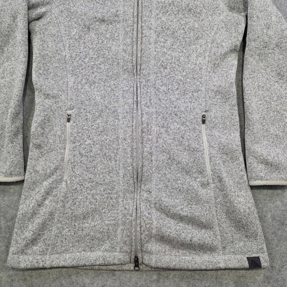 LL Bean Sweater Fleece Coat Womens Small Petite Gray Hooded Full Zip Jacket - Picture 3 of 15